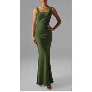 AW BRIDAL 4 S green olive Armaan wedding dama formal cocktail maxi dress NEW B40